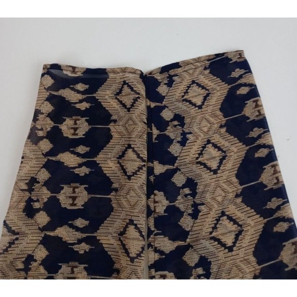 RU Apparel Women's Blue & Tan Lined Sheer  Blouse Size Small - Picture 3 of 6